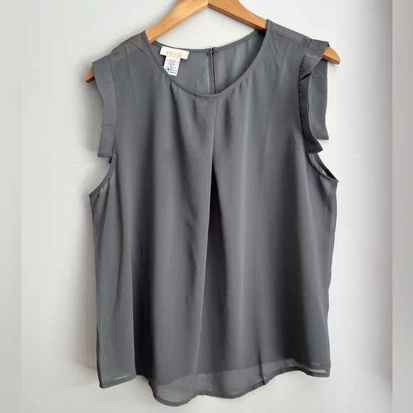 Vieha Tops - Vieha Sleevless Sheer Blouse Top Grey Large Women's